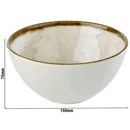 GGM Gastro (6 pcs) Bowl - STONE ART - Melamine - 0.6L - square - 150x150mm - Depth: 75mm - White/Brown