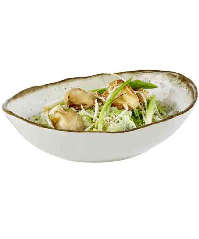 GGM Gastro (6 pcs) Bowl - STONE ART - Melamine - 1.2L - 285x210mm - Depth: 75mm - White/Brown