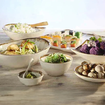GGM Gastro (6 pcs) Bowl - STONE ART - Melamine - 150ml - square - 155x155mm - Depth: 25mm - White/Brown