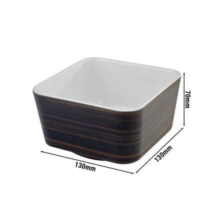 GGM Gastro (6 pcs) Bowl - UNIVERSAL - Melamine - 0.6L - square - 130x130mm - Depth: 70mm - Brown