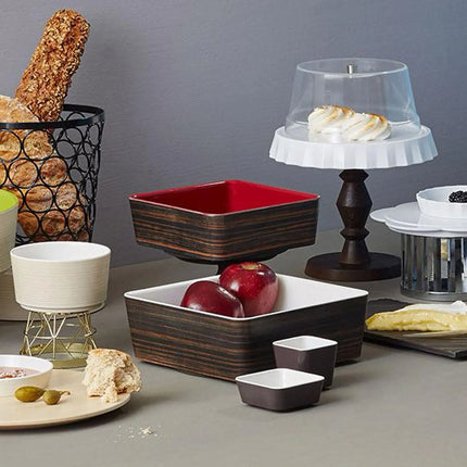 GGM Gastro (6 pcs) Bowl - UNIVERSAL - Melamine - 0.6L - square - 130x130mm - Depth: 70mm - Brown
