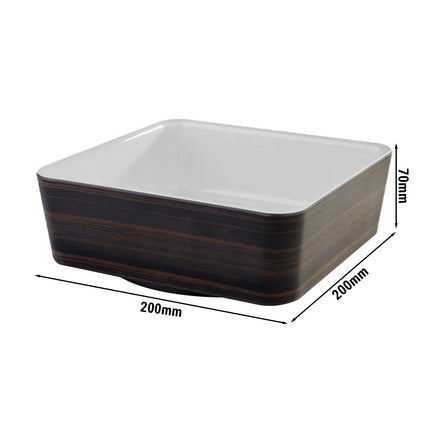 GGM Gastro (6 pcs) Bowl - UNIVERSAL - Melamine - 1.5L - square - 200x200mm - Depth: 70mm - Brown