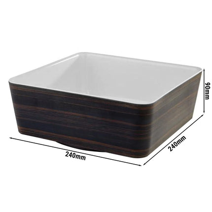 GGM Gastro (6 pcs) Bowl - UNIVERSAL - Melamine - 3.5L - square - 240x240mm - Depth: 90mm - Brown