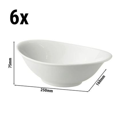 GGM Gastro (6 pcs) Bowl - White Delight - Porcelain - 700ml - 250x160mm - White
