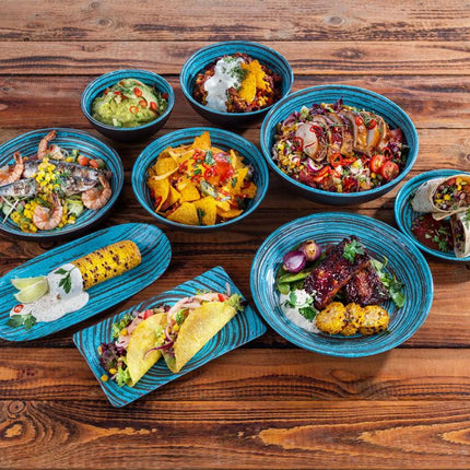 GGM Gastro (6 pcs) CANCUN | Canapé Plate - Melamine - Ø180mm - Blue/Brown