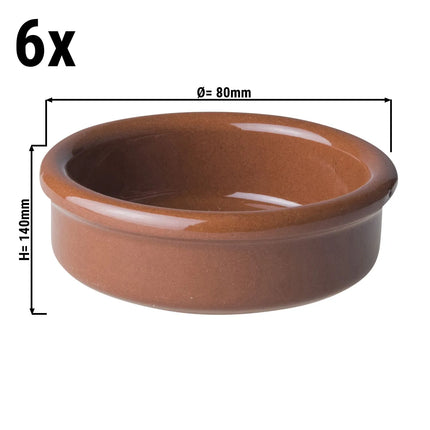 GGM Gastro (6 pcs) CLASSICO - Tapas Butter Dish - Ø80mm 80ml - Brown
