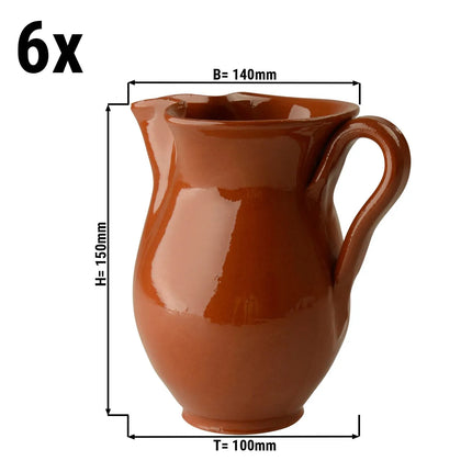 GGM Gastro (6 pcs) CLASSICO - Tapas Terracotta Jug - 500ml - Brown
