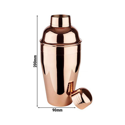 GGM Gastro (6 pcs) Cobbler Cocktail Shaker - 3-piece set - Copper - 0.5L