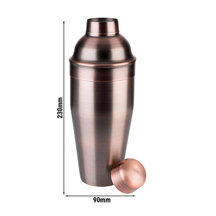 GGM Gastro (6 pcs) Cobbler Cocktail Shaker - 3-piece set - Copper finish - 0.70L