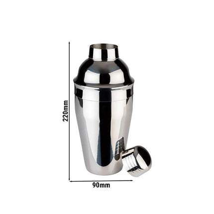 GGM Gastro (6 pcs) Cobbler Cocktail Shaker - 3-piece set - Stainless steel - 0.5L