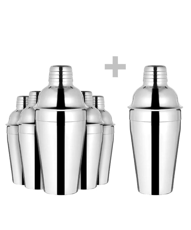 GGM Gastro (6 pcs) Cobbler Cocktail Shaker - 3-piece set - Stainless steel - 550ml