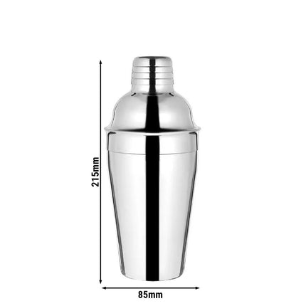 GGM Gastro (6 pcs) Cobbler Cocktail Shaker - 3-piece set - Stainless steel - 550ml