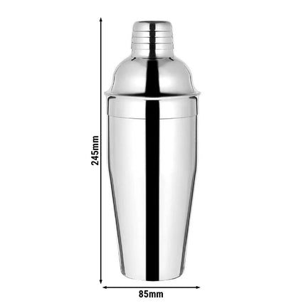 GGM Gastro (6 pcs) Cobbler Cocktail Shaker - 3-piece set - Stainless steel - 750ml