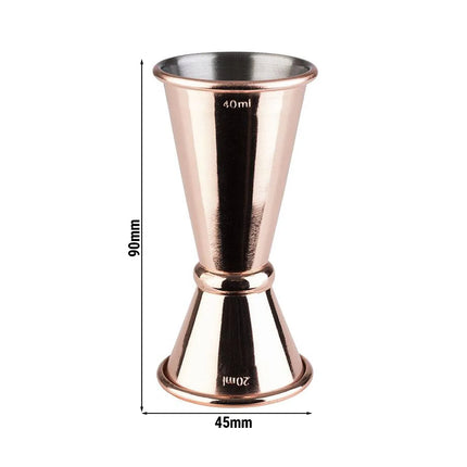 GGM Gastro (6 pcs) Cocktail Jigger - Stainless Steel - 20ml & 40ml - with internal fill lines 10ml & 30ml - CE marked