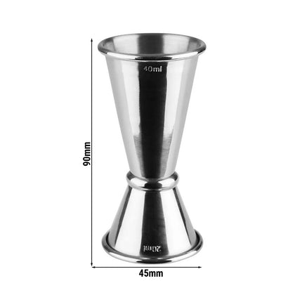 GGM Gastro (6 pcs) Cocktail Jigger - Stainless Steel - 20ml & 40ml - with internal fill lines 10ml & 30ml - CE marked