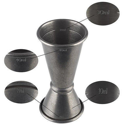 GGM Gastro (6 pcs) Cocktail Jigger - Stainless Steel - 20ml & 40ml - with internal fill lines 10ml & 30ml - CE marked