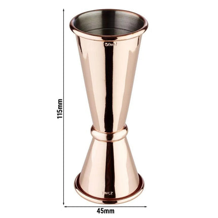 GGM Gastro (6 pcs) Cocktail Jigger - Stainless Steel - 25ml & 50ml - with internal fill lines 15ml & 35ml - CE marked