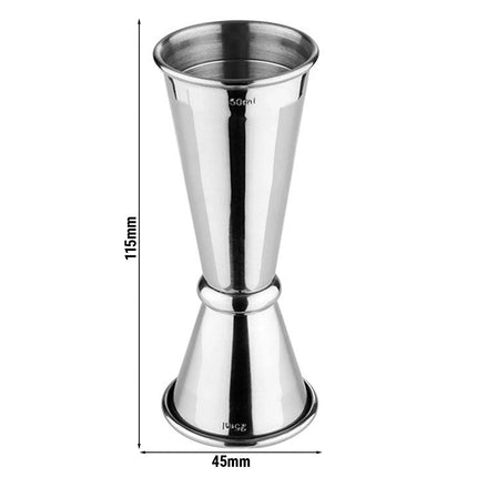 GGM Gastro (6 pcs) Cocktail Jigger - Stainless Steel - 25ml & 50ml - with internal fill lines 15ml & 35ml - CE marked