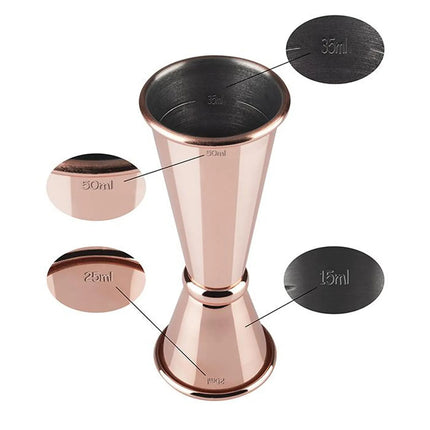 GGM Gastro (6 pcs) Cocktail Jigger - Stainless Steel - 25ml & 50ml - with internal fill lines 15ml & 35ml - CE marked