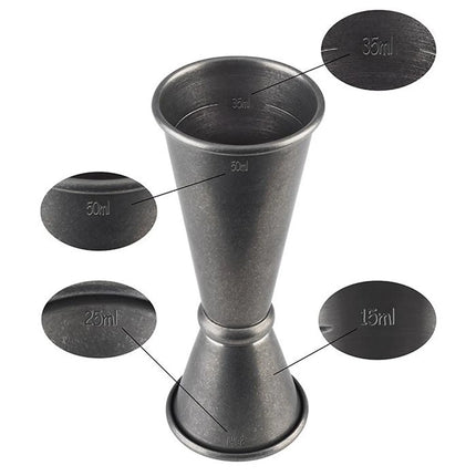 GGM Gastro (6 pcs) Cocktail Jigger - Stainless Steel - 25ml & 50ml - with internal fill lines 15ml & 35ml - CE marked