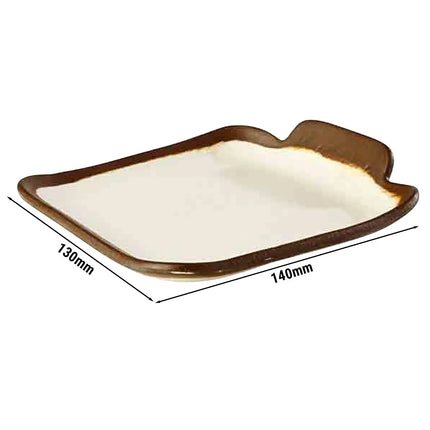 GGM Gastro (6 pcs) CROCKER | Plate - Melamine - 140x130mm - White/Brown