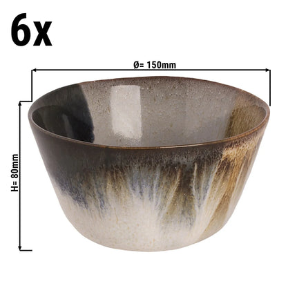 GGM Gastro (6 pcs) Dessert Bowl - AQUAREL - Stoneware - Ø 150mm - Beige/Blue