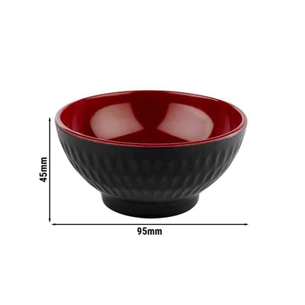 GGM Gastro (6 pcs) Dessert Bowl - ASIA PLUS - Melamine - 130ml - Ø 95mm - Black/Red