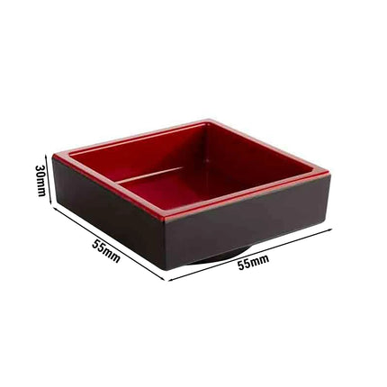 GGM Gastro (6 pcs) Dessert Bowl - ASIA PLUS - Melamine - 50ml - square - 75x75mm - Depth: 30mm - Black & Red