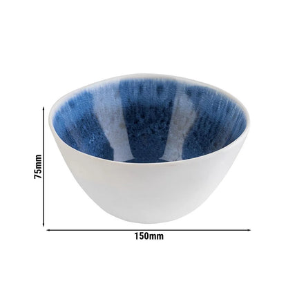 GGM Gastro (6 pcs) Dessert Bowl - BLUE OCEAN - Melamine - 0.6L - 150x150mm - Depth: 75mm - White/Blue - square