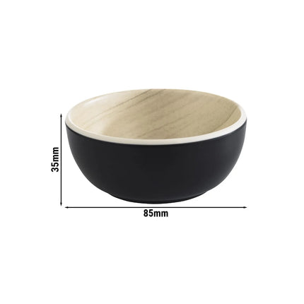 GGM Gastro (6 pcs) Dessert Bowl - FRIDA - Melamine - 0.10L - round - Ø 85mm - Black & Beige