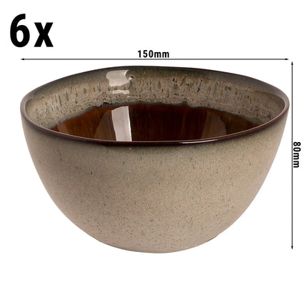 GGM Gastro (6 pcs) Dessert Bowl - Hazelton - Stoneware - Ø 150mm - Brown
