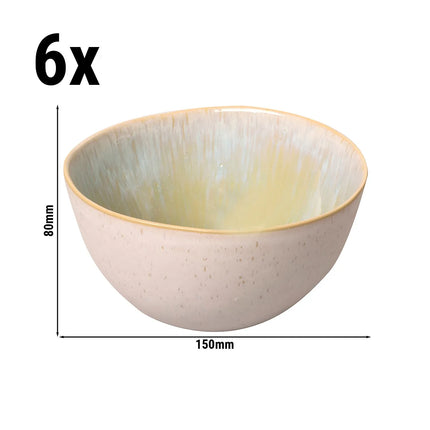 GGM Gastro (6 pcs) Dessert Bowl - Light Blue Sea - Stoneware - 800ml - round - Ø 150mm - Blue