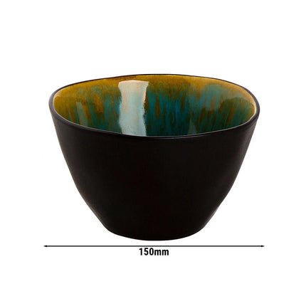 GGM Gastro (6 pcs) Dessert Bowl - Lotus - Stoneware - round - Ø 150mm - Black/Turquoise