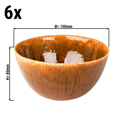 GGM Gastro (6 pcs) Dessert Bowl - RUSTIQUE - Stoneware - round - Ø 150mm - Brown