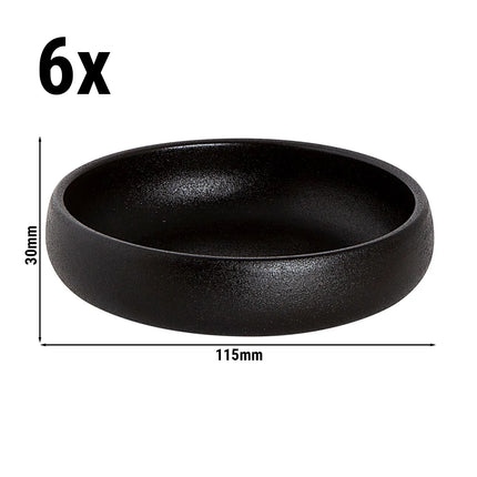 GGM Gastro (6 pcs) Dessert Bowl - Universe - Maastricht - Porcelain - 200ml - round - Ø 115mm - Black