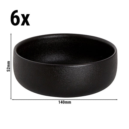 GGM Gastro (6 pcs) Dessert Bowl - Universe - Maastricht - Porcelain - 650ml - round - Ø 140mm - Black