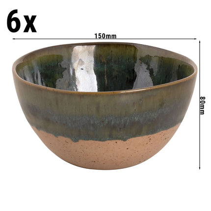 GGM Gastro (6 pcs) Dessert Bowl - Wisteria - Stoneware - 800ml - round - Ø 150mm - Green/Beige