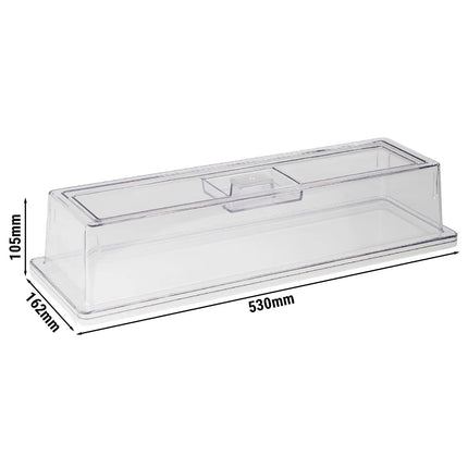 GGM Gastro (6 pcs) Display Cover - GN 2/4 - Polycarbonate - 530x162mm - Height: 105mm