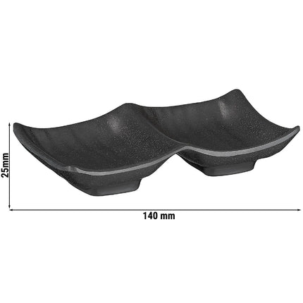 GGM Gastro (6 pcs) Double Dish - ZEN - Melamine - 140x90mm - Depth: 25mm - Black