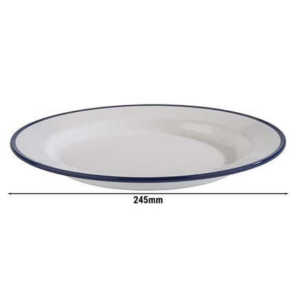 GGM Gastro (6 pcs) ENAMEL LOOK | Plate - Melamine - Ø245mm - White/Blue