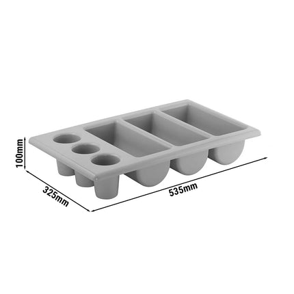 GGM Gastro (6 pcs) GN 1/1 Cutlery Tray - 530x325mm - Height: 100mm - Polypropylene (PP) - with 6 compartments