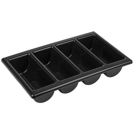 GGM Gastro (6 pcs) GN 1/1 Cutlery Tray - 530x325mm - Height: 100mm - Polypropylene (PP) - with 4 compartments - Black