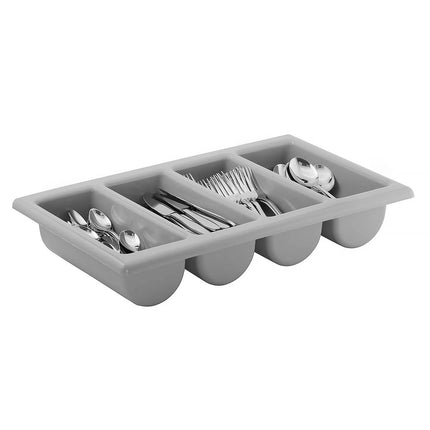 GGM Gastro (6 pcs) GN 1/1 Cutlery Tray - 530x325mm - Height: 100mm - Polypropylene (PP) - with 4 compartments - Grey