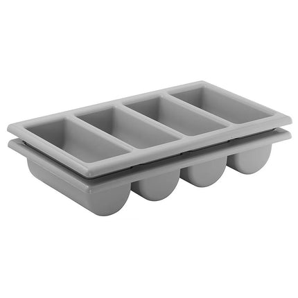 GGM Gastro (6 pcs) GN 1/1 Cutlery Tray - 530x325mm - Height: 100mm - Polypropylene (PP) - with 4 compartments - Grey