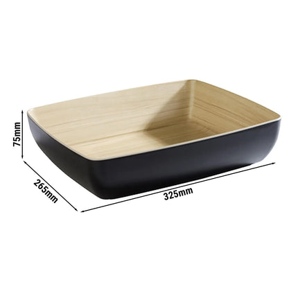 GGM Gastro (6 pcs) GN 1/2 Bowl - FRIDA - Melamine - 4L - 325x265mm - Depth: 75mm - Black