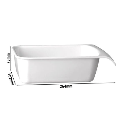 GGM Gastro (6 pcs) GN 1/4 Bowl - CASCADE - Melamine - 1.5L - 264x162mm - Depth: 75mm - White