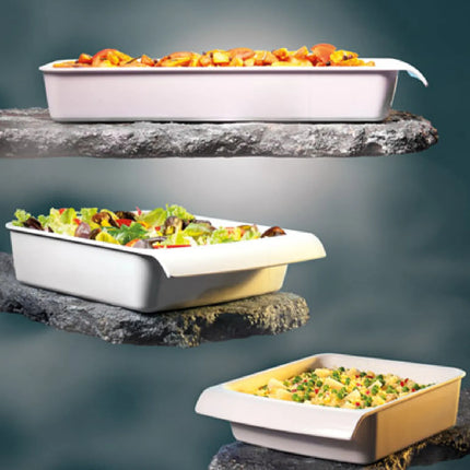 GGM Gastro (6 pcs) GN 1/4 Bowl - CASCADE - Melamine - 1.5L - 264x162mm - Depth: 75mm - White