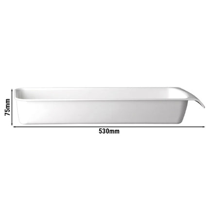 GGM Gastro (6 pcs) GN 2/4 Bowl - CASCADE - Melamine - 3.65L - 530x162mm - Depth: 75mm - White
