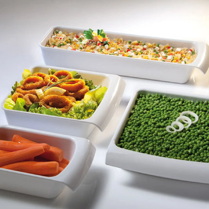 GGM Gastro (6 pcs) GN 2/4 Bowl - CASCADE - Melamine - 3.65L - 530x162mm - Depth: 75mm - White