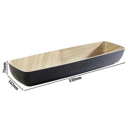 GGM Gastro (6 pcs) GN 2/4 Bowl - FRIDA - Melamine - 3.65L - 530x162mm - Depth: 75mm - Black/Beige